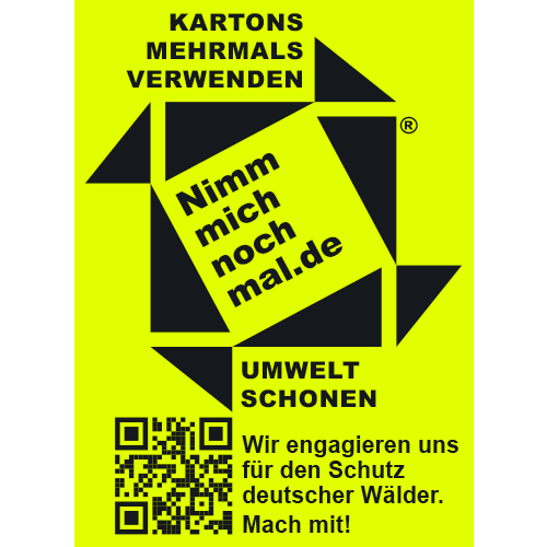 Aufkleber Etikett Umwelt NimmMichNochMal neongelb